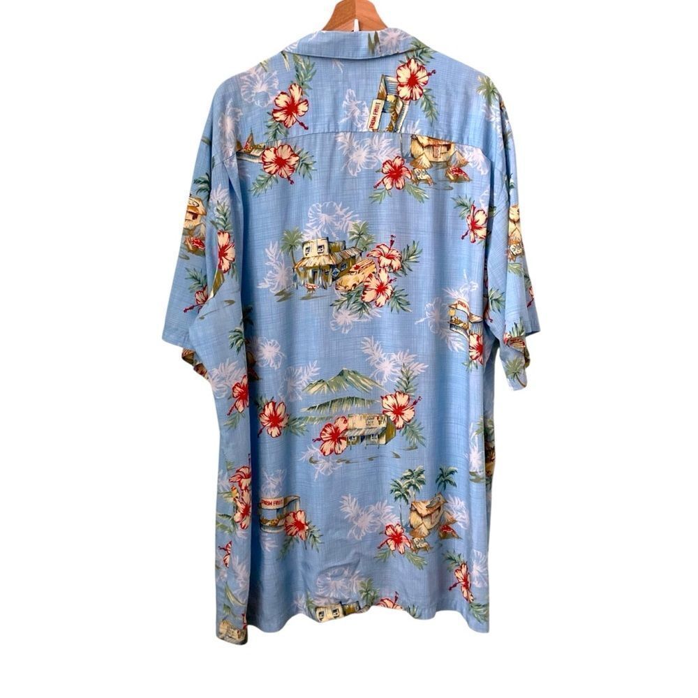 Vintage Hilo Hattie The Hawaiian Original Light Blue Tropical Print Shirt in 3XL - Picture 2 of 7
